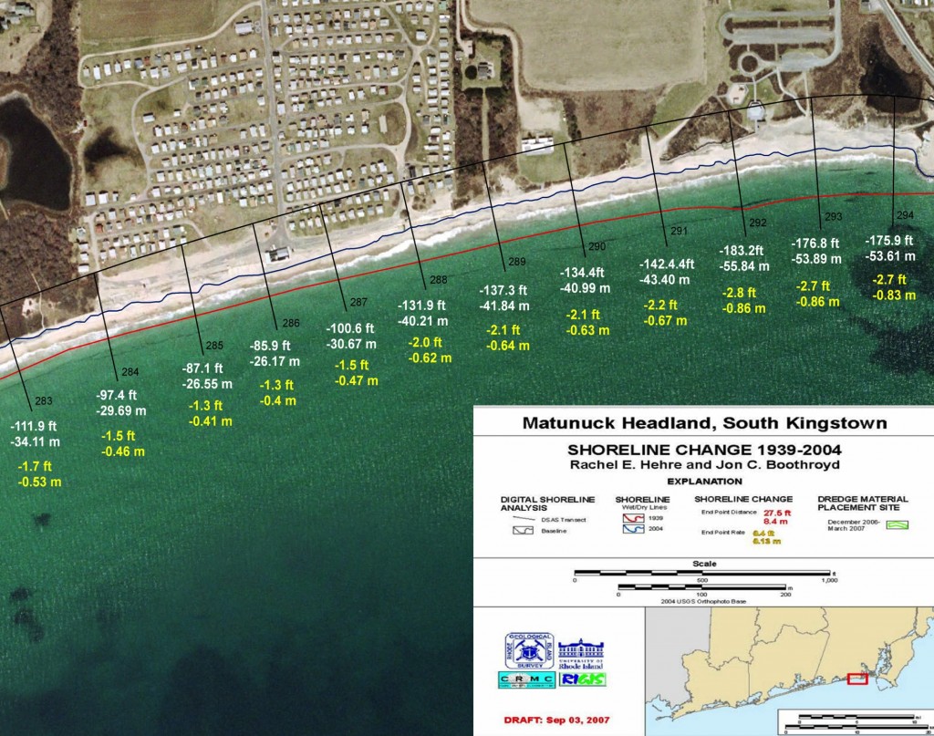 CRMC Shoreline Change Map for the Matunuck Headland in South Kingstown, R.I.