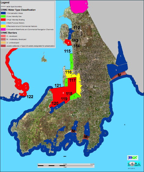 CRMC Water Use map for the City of Newport, Rhode Island