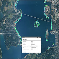 Thumbnail image of an overhead or satellite map showing eelgrass locations