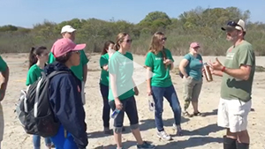 Save The Bay's David Prescott (South Coast Baykeeper) explaining the planting effort