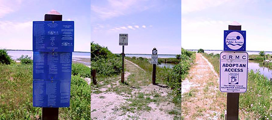 Multi-language signage identifying the Daunis ROW as a CRMC designated right-of-way and as an Adopt-an-Access ROW