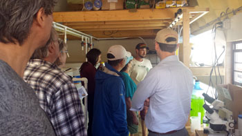 Christian Durfee explains his shellfish hatchery operation
