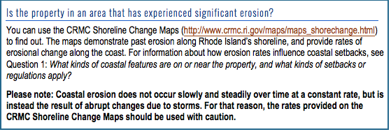 Is the property in an area that has experienced significant erosion
